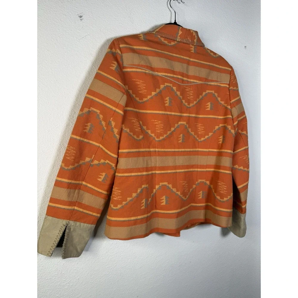 Coldwater Creek Southwestern Aztec Blazer Jacket 10 Coat Coral Orange Gray Lined